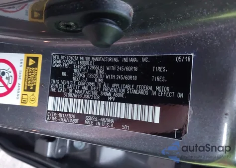 2018 Toyota Highlander Le from USA, damaged, VIN 5TDBZRFH7JS872108